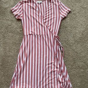 Mauve pink cotton wrap dress